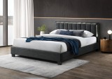 Cumpara ieftin Pat tapitat Comfort 1 cu LED, 160x200, cadru din lemn cu somiera fixa, culoare Gri