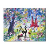 Tablou camera copilului pictat manual, Taram de poveste, 50x40cm ulei pe panza