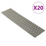 VidaXL Plăci perforate, 20 buc., 2 mm, 400x100 mm, oțel galvanizat