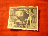 Timbru Germania 1942 Deutsches Reich -Congres Postal Viena ,supratipar, stamp.