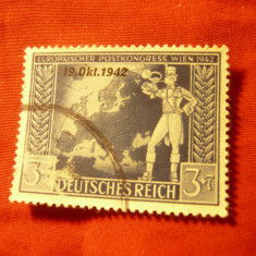 Timbru Germania 1942 Deutsches Reich -Congres Postal Viena ,supratipar, stamp.