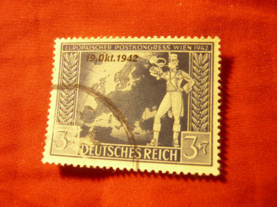 Timbru Germania 1942 Deutsches Reich -Congres Postal Viena ,supratipar, stamp. foto