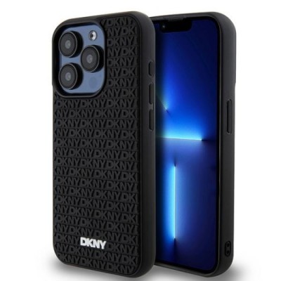 Husa pentru iPhone 15 Pro - DKNY Hardcase 3D Rubber Repeat Pattern (DKHCP15L3DRPWK) - Black foto