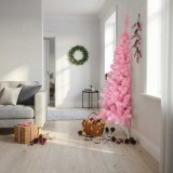 vidaXL Jumătate brad de Crăciun artificial cu suport, roz, 180 cm, PVC 344672