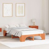 VidaXL Cadru de pat maro cerat 135x190 cm din lemn masiv de pin