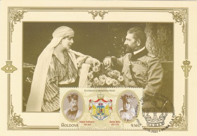 MOLDOVA REGELE FERDINAND + REGINA MARIA CM OBLITERATA CU STAMPILA PRIMA ZI 2022 foto