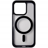 Husa tip capac spate, magnet, colturi intarite, TPU negru cu plastic transparent, pentru Apple iPhone 15 Pro