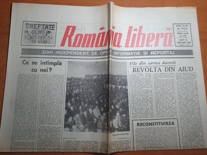 romania libera 13 februarie 1990-art. &quot; revolta din aiud &quot;