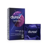 Cumpara ieftin Prezervative cu striatii Durex Intense, cu efect de stimulare clitoridiana si intensificare orgasm feminin, 56 mm, 1 cutie x 10 buc