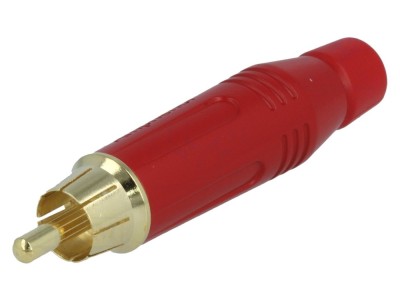 Conector RCA tată aurit, lipire pe cablu foto