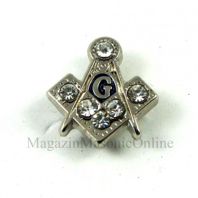 Pin Masonic - Echer si compas cu litera G 5* foto
