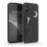 Husa Kwmobile pentru Xiaomi Redmi 9A/Redmi 9AT, Silicon, Transparent/Auriu, 57092.01, Carcasa