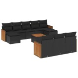 Cumpara ieftin Set canapele de gradina cu perne, 11 piese, negru, poliratan