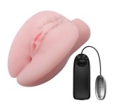 Masturbator Realistic Feel Vagin&amp;Anus cu Vibratii, TPE, Natural, 17.5 cm