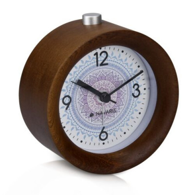 Ceas cu alarma analogic din lemn Snooze Retro, 46269.18.01 foto