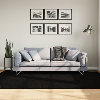 vidaXL Covor HUARTE, fir scurt, moale și lavabil, negru, 160x230 cm foto