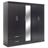 Cumpara ieftin Dulap Olympus Cu 5 Uși Și Sertare + Oglindă Culoare Wenge 198x57x183 cm