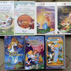 Lot de 7 casete video VHS cu filme de animatie in limba suedeza