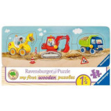 PUZZLE LEMN UTILAJE CONSTRUCTII, 3 PIESE, Ravensburger