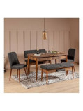 Set masa si 5 scaune Vella, 80x129x75 cm, pal melaminat, Maro/Gri inchis
