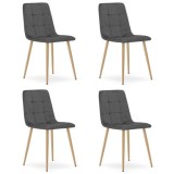 Set 4 scaune bucatarie/living, Artool, Kara, catifea, metal, gri si natur, 44.5x50.5x87 cm GartenVIP DiyLine