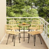 Cumpara ieftin Set mobilier gradina Gossi, 5 piese, poliratan, masa sticla, otel, scaune cu spatar, gri/negru
