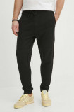 BOSS Orange pantaloni de trening din bumbac culoarea negru, uni, 50513379