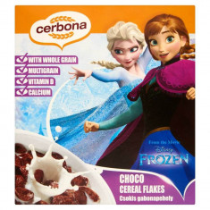 Cereale Cerbona Choco Flakes Disney Frozen, 225 g, Cereale Fulgi de Ciocolata Cerbona, Cereale pentru Copii, Cereale Disney Frozen, Cereale cu Ciocola