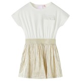 Rochie pentru copii cu m&acirc;neci scurte Ecru 92, vidaXL