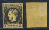 ROMANIA 1867 Carol I cu favoriti 2 parale pe hartie subtire neuzat MLH tip 1