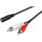 Cablu RCA mufa tata x2 - Jack 3.5 mm 3 pini mama 1.4m Goobay