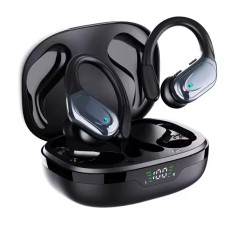 Casti wireless ZYTEQ&reg; Bluetooth 5.3, reducere activa zgomot, microfon, afisaj digital, incarcare wireless, rezistente la apa, anti-cadere, negre