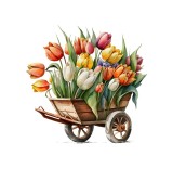 Sticker decorativ Car cu Flori, Multicolor, 54 cm, 3627ST, Oem