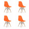 Set 4 scaune stil scandinav, Artool, Osaka, PP, lemn, portocaliu si natur, 46x54x81 cm