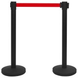 Cumpara ieftin Stalp cu banda, bariera pentru aeroport, negru, otel