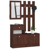 Set mobilier hol, placa laminata, cu pantofar, cuier, oglinda, wenge, 90x25x70/100 cm