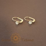 Cercei Placati cu Aur cu Tortita Clasica si Cristal Zirconia Alb, SaraTremo