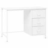 Birou industrial vidaXL, alb, 105x52x75 cm, oțel, 3 sertare, suport etichete, design modern, rezistent, depozitare eficientă