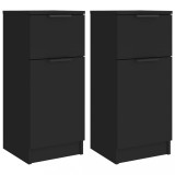 Cumpara ieftin Servante, 2 buc., negru, 30x30x70 cm, lemn prelucrat