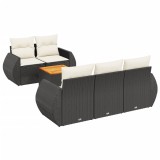 Set mobilier de gradina cu perne, 6 piese, negru, poliratan
