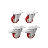 Set roti pivotante, 2 roti cu frana, 75 mm, capacitate maxima 100 kg, 4 bucati, Geko G71549