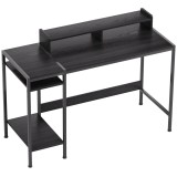 HOMCOM Birou PC cu Rafturi Reversibile, Suport pentru Monitor și 2 Rafturi Reglabile, 120x48x85,5 cm, Negru | Aosom Romania