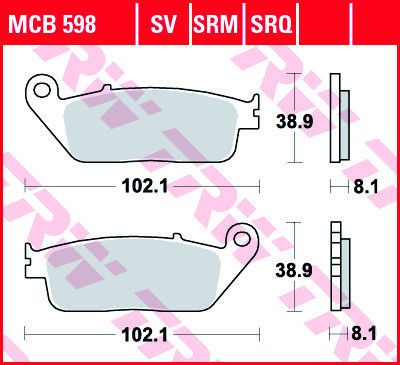 Set placute frana TRW MCB598 - Honda CB 400-600-1000 - CBR 750 - VT 1100 Shadow - Kymco People - Xciting- Suzuki GSF - GSX 400cc foto