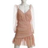 Rochie roz cu decolteu in v