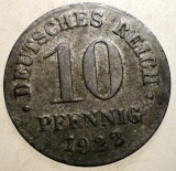 Moneda Germania 10 Pfennig 1922 Zinc, KM# 26, Republica Weimar