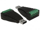 Adaptor USB la Serial RS-422/485 terminal block cu surge protection 600 W isolation 2.5 kV extended, Delock 87738