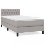 Cumpara ieftin Pat box spring cu saltea, gri deschis, 90x200 cm, textil