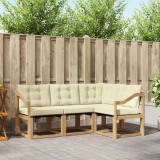 vidaXL Set de canapele de exterior cu pernă 4 pcs Alb și crem 3389436