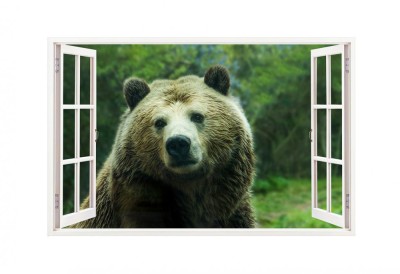 Sticker decorativ, Fereastra 3D, Urs, 85 cm, 225STK foto
