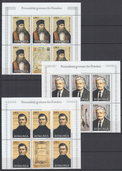 2007 LP 1779 LP 1779 a PERSONALITATI GERMANE BLOC DE 5 TIMBE+1 VINIETA MNH